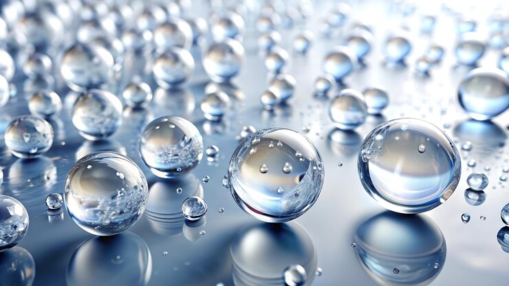 Gotas de agua cristalina sobre un fondo blanco