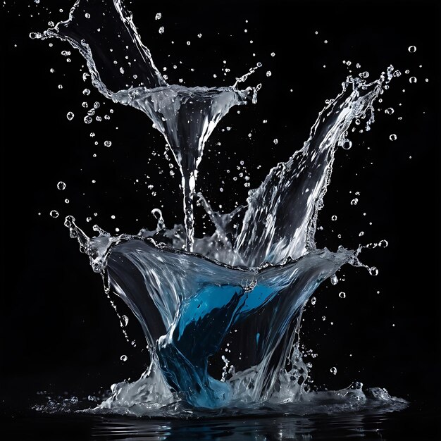 Las gotas de agua danzan en un lienzo de medianoche