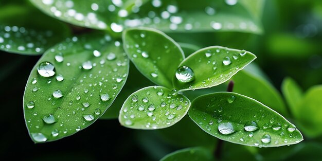 gotas de agua espumosa en hojas verdes AI Generativo