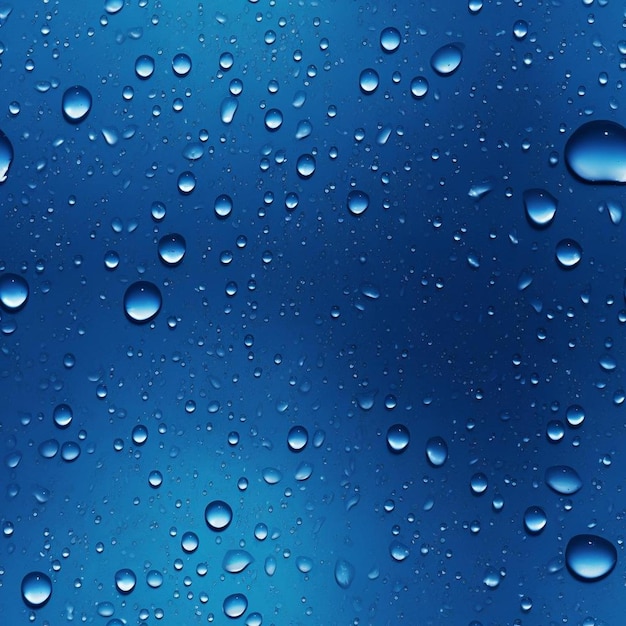 Gotas de agua en un fondo azul con gotas de agua.