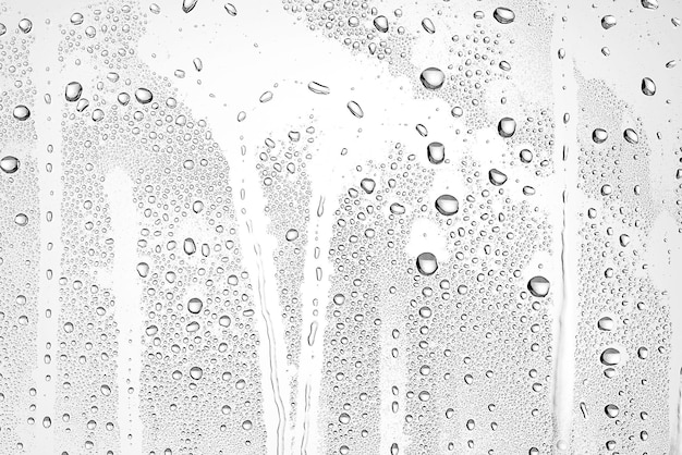 Gotas de agua de fondo blanco sobre el vidrio, papel tapiz de superposición de diseño abstracto