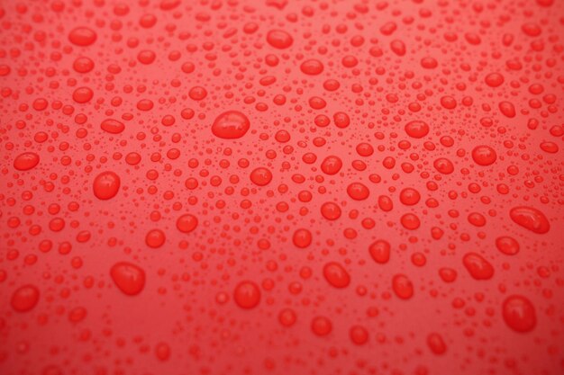 Gotas de agua en un fondo de color rojo
