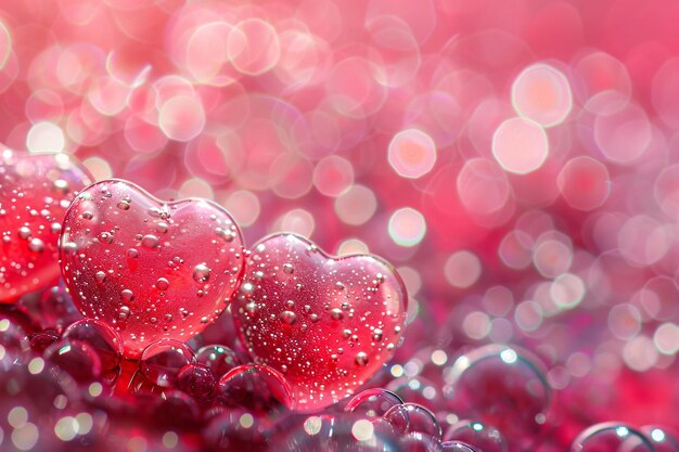 gotas de agua con un fondo en forma de corazón para el Día de San Valentín