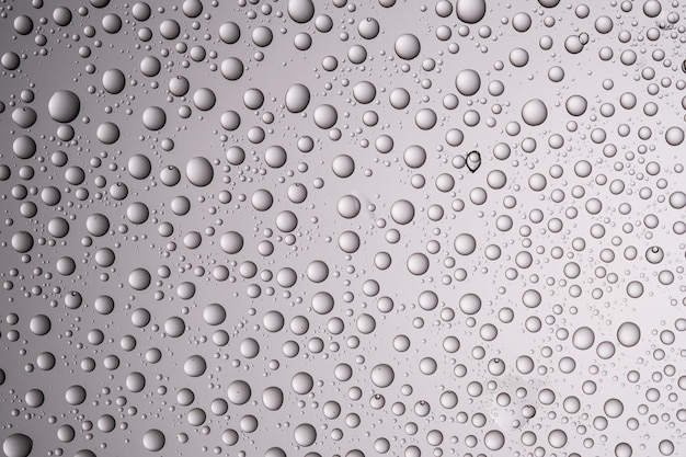 Gotas de agua en un fondo gris transparente