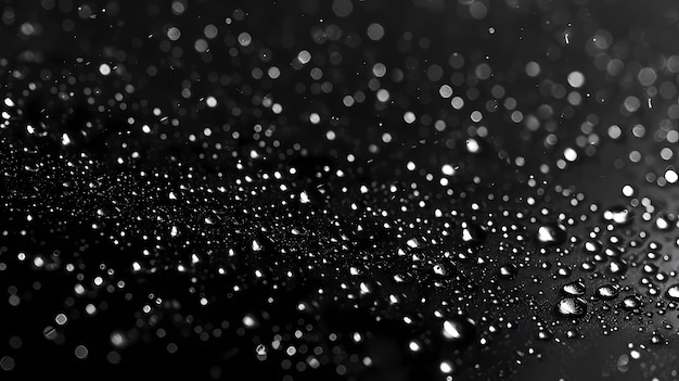 Gotas de agua en fondo negro bokeh negro y blanco Ilustraciones generativas de IA