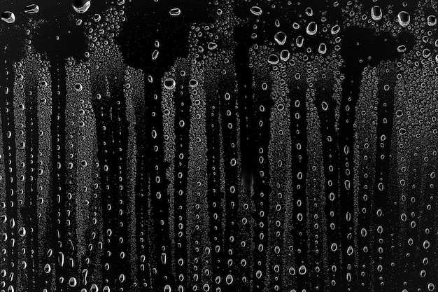 Gotas de agua de fondo sobre vidrio negro, tamaño de foto completo, diseño de capa superpuesta