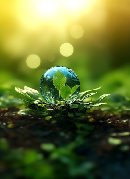 Foto gotas de agua en fondo verde