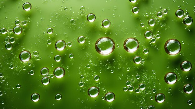 gotas de agua en un fondo verde