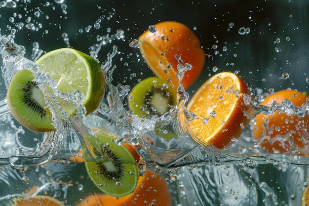 gotas de agua de frutas naranjas