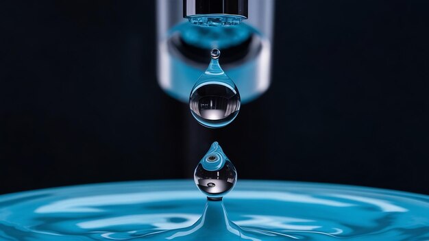 Foto gotas de agua en el grifo con fondo negro