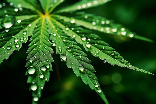 gotas de agua en una hoja verde