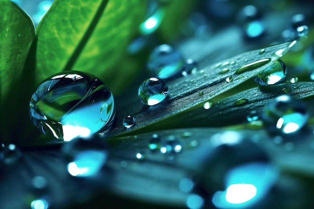 gotas de agua en la hoja