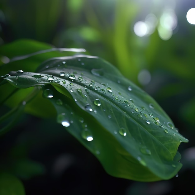 gotas de agua en la hoja