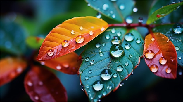 gotas de agua en una hoja