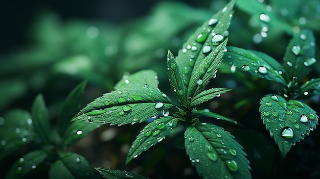 gotas de agua de la hoja