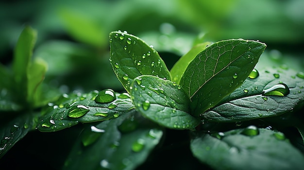 gotas de agua de la hoja