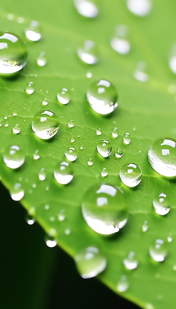 gotas de agua en una hoja