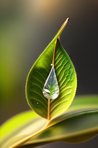 Gotas de agua en una hoja