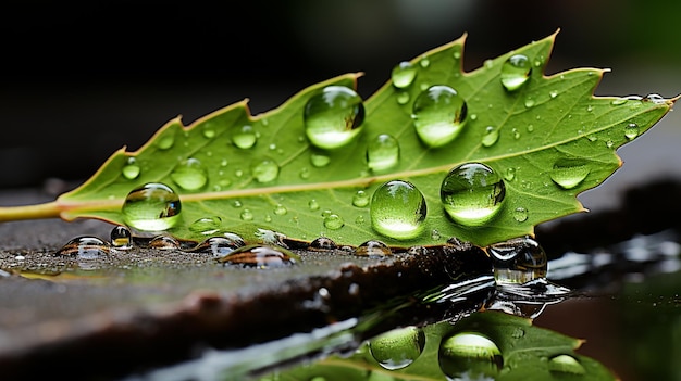 gotas de agua en una hoja