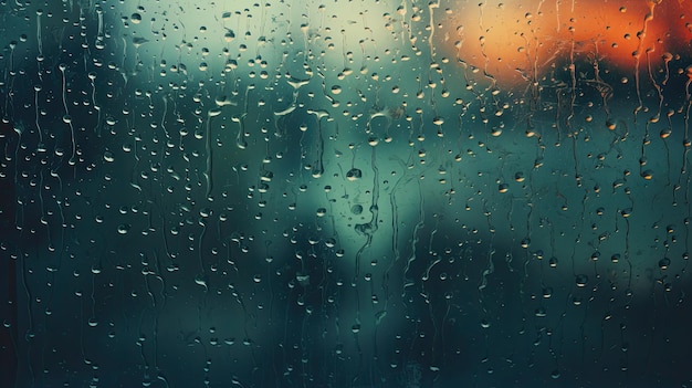 gotas de agua de lluvia en el panel de la ventana de vidrio con luz en el fondo