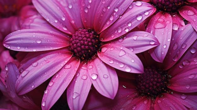 Gotas de agua en los pétalos