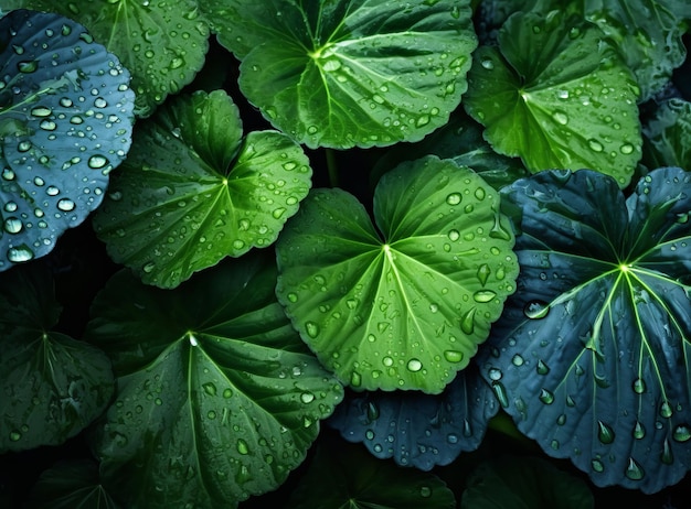 Gotas de agua en la planta al estilo de arrugado