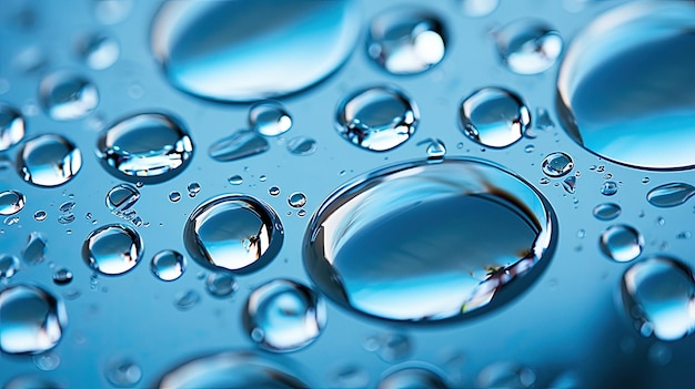 gotas de agua en un recipiente azul