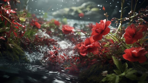 gotas de agua salpicaduras olas cascada del océano foto realista