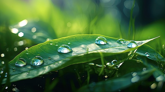 Gotas de agua salpicando una hoja