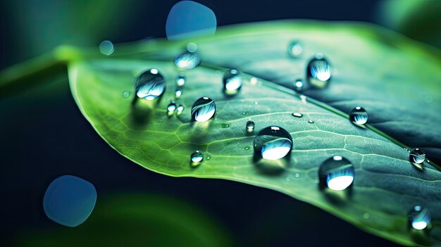 Gotas de agua salpicando una hoja