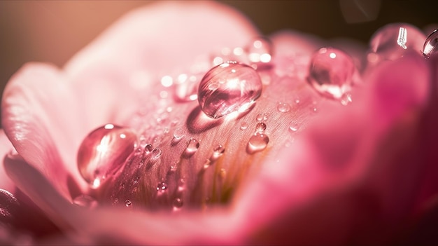 Gotas de agua sobre una flor