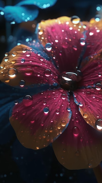 Gotas de agua sobre una flor