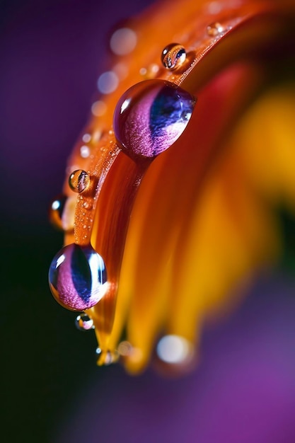 Gotas de agua sobre una flor