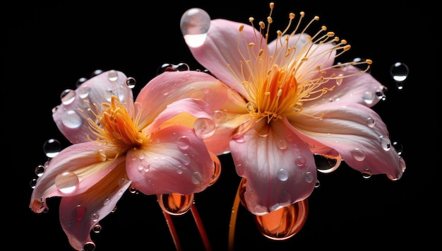 Gotas de agua sobre una flor