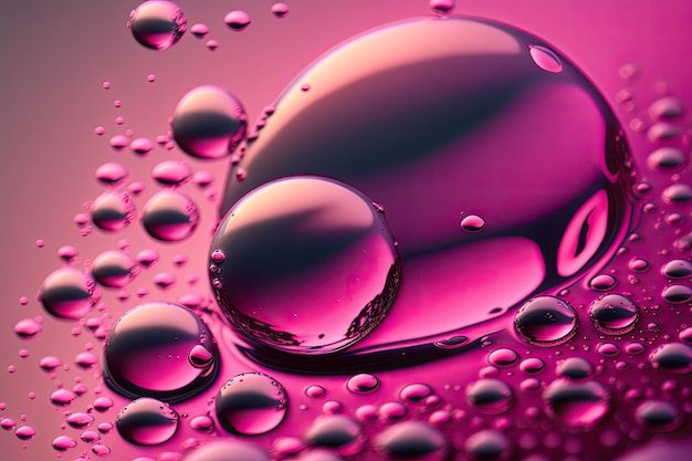 Gotas de agua sobre un fondo coloreado Atención selectiva rosa tonificada