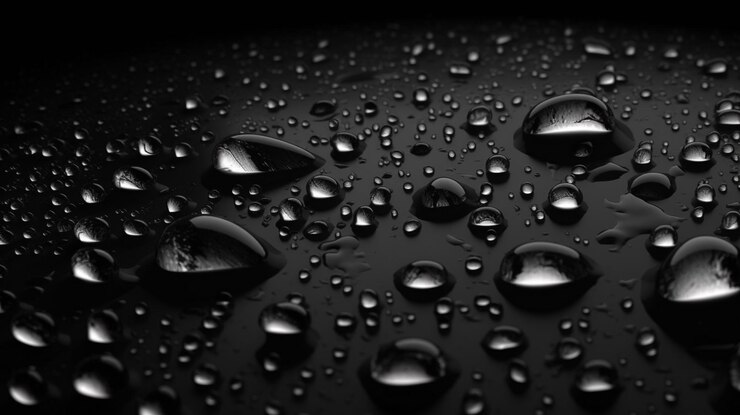 Gotas de agua sobre un fondo negro Fondo negro Gotas de ai generador de agua