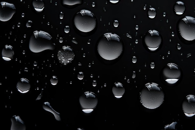 Gotas de agua sobre un fondo negro.