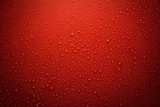 Gotas de agua sobre fondo rojo.