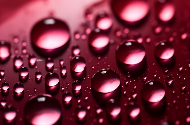 Gotas de agua sobre un fondo rojo.