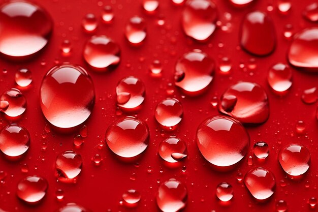 Gotas de agua sobre un fondo rojo