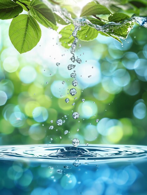 Foto gotas de agua sobre un fondo verde