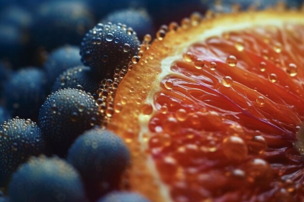 Gotas de agua sobre la fruta