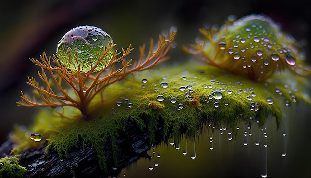 Gotas de agua sobre la hierba