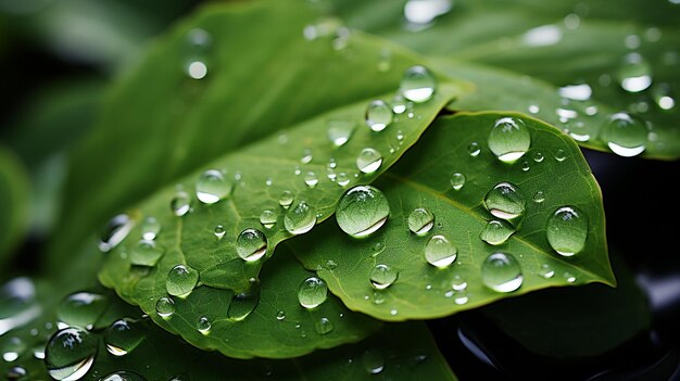 gotas de agua sobre la hoja verde