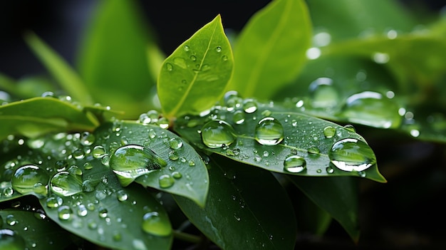 gotas de agua sobre la hoja verde