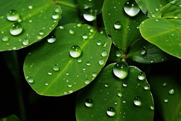 gotas de agua sobre una hoja verde