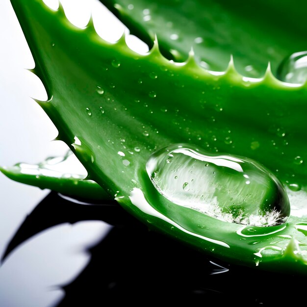 Gotas de agua sobre hojas de aloe