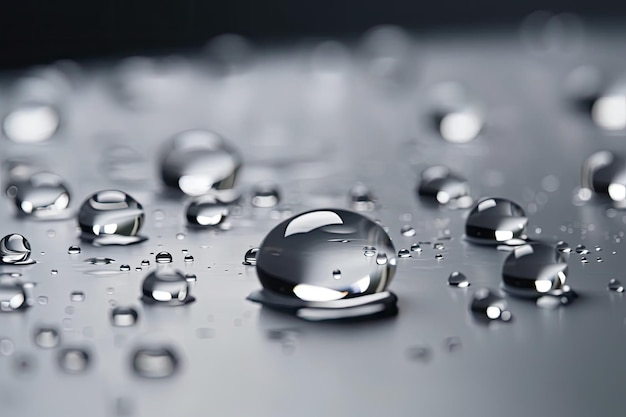 Gotas de agua sobre una superficie metálica reflectante IA generativa