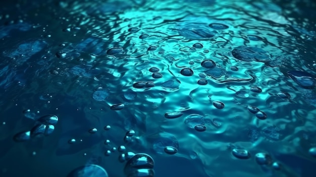 Gotas de agua sobre una superficie en un primer plano extremo Generativo ai