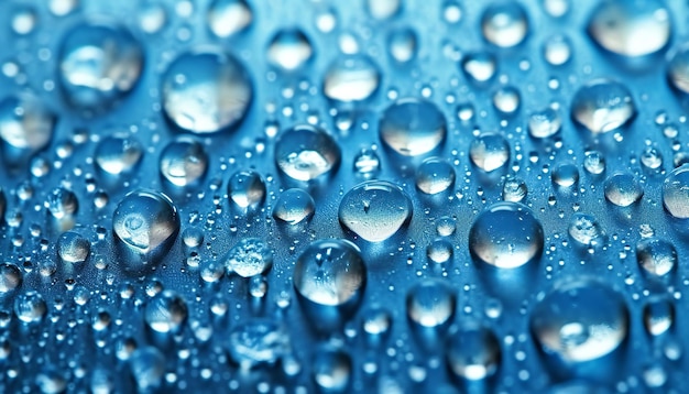 Foto gotas de agua en una superficie azul